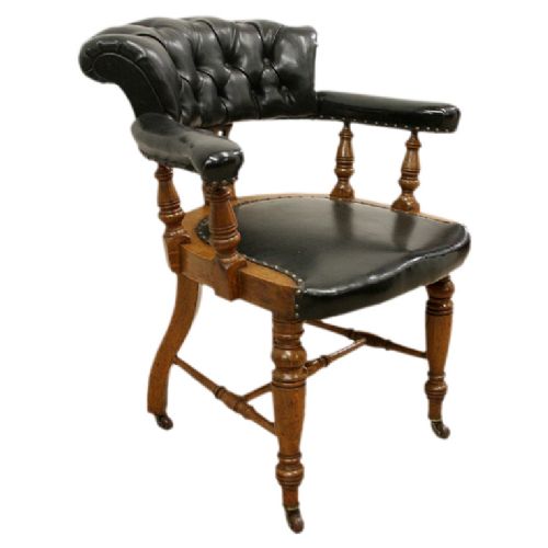 Large Late Victorian Oak Desk Chair