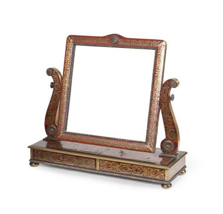 Boulle and Brass Marquetry Inlaid Dressing Mirror