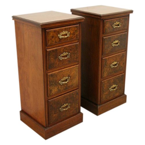 Pair of Late Victorian Walnut Bedside Lockers