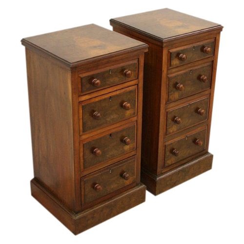 Pair of Late Victorian Burr Walnut Lockers/bedside Cabinets