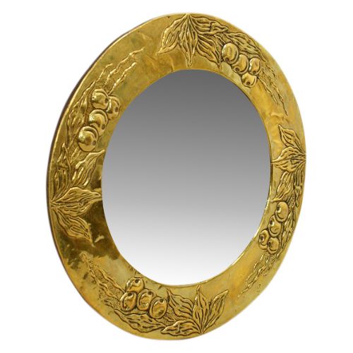 Art Nouveau Circular Brass Mirror