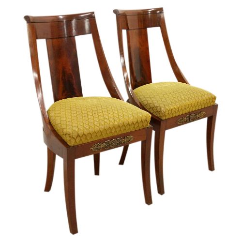 Pair of French Empire Mahogany Hand Chairs