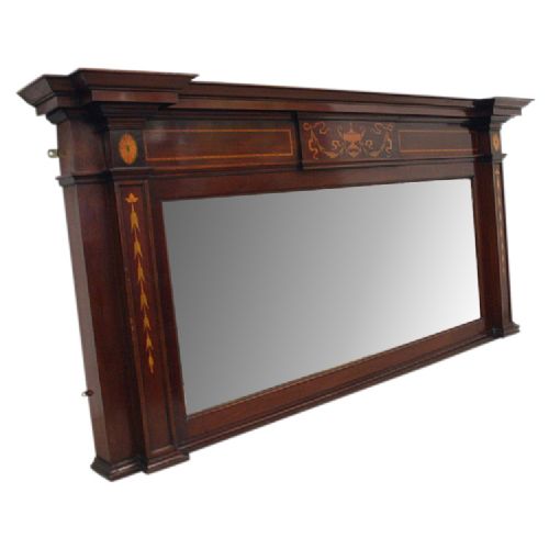 Sheraton Style Mahogany Overmantel Mirror
