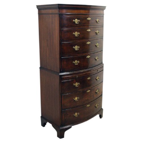 George II Style Mahogany Bow Front Chest on Chest