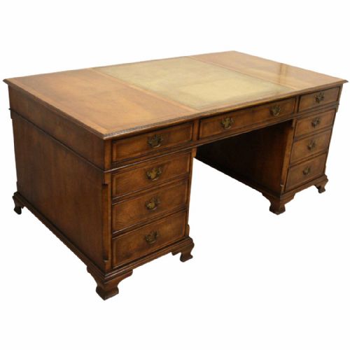 George II Style Figured Walnut Partner’s Desk