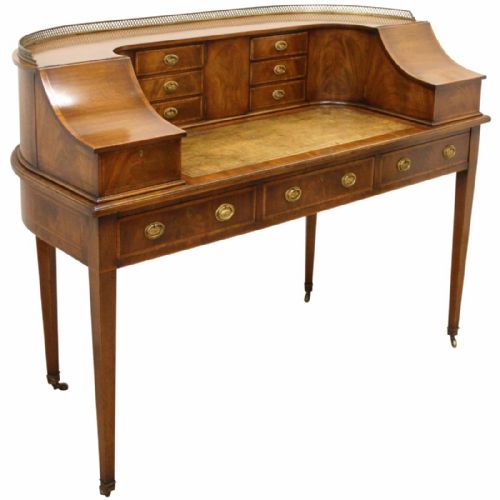 Edwardian Figured Mahogany Carlton House Desk