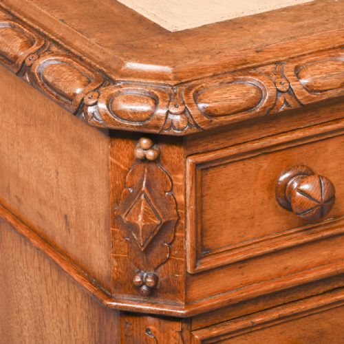 CARVED VICTORIAN PEDESTAL DESK - ADDITIONAL PHOTO 1
