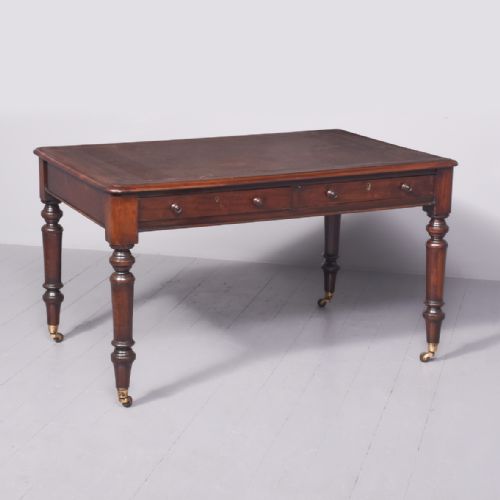 Quality William IV Mahogany Free-standing Partners Writing Table