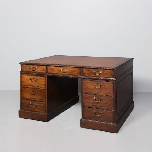 George 3rd Full-size Mahogany Partners Desk with Drawers on Both Sides in Excellent Original Condition