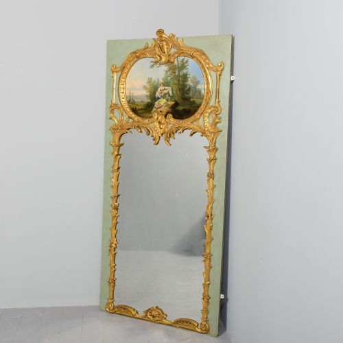 Stylish French Painted Trumeau Mirror