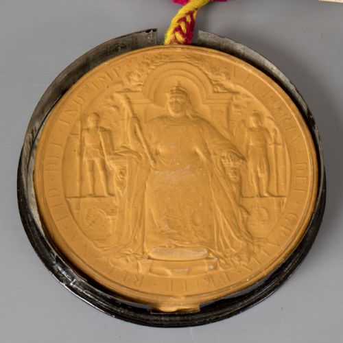 STUART CUNNINGHAM MACASKIE AN EDWARDIAN LETTERS PATENT DOCUMENT SEAL IN A WICKWAR RED MOROCCO LEATHER BOX WITH ROYAL INSIGNIA - ADDITIONAL PHOTO 4