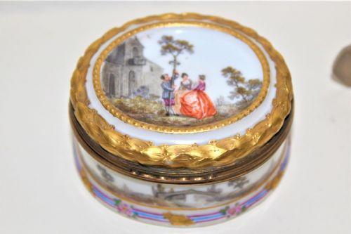 Continental Hand Painted and Gilded Porcelain Snuff Box