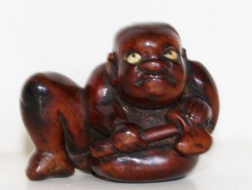 Boxwood Netsuke of Shoki the Demon Queller