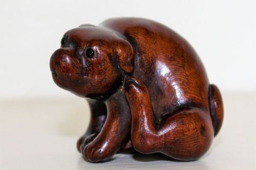 Wood Netsuke of Dog