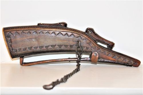 Carved Gunpowder Horn Possibly Rhino Horn