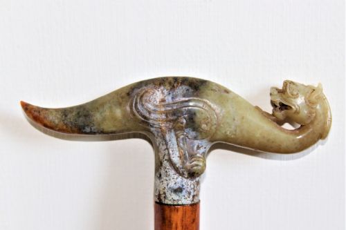 Chinese Jade Handled Walking Stick 19th Century