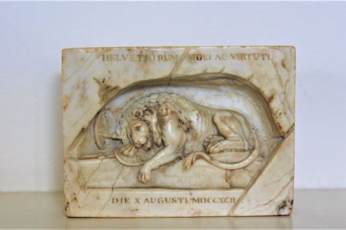 Finely Carved Sienna Marble Depicting the Lion of Lucerne French Circa 1880