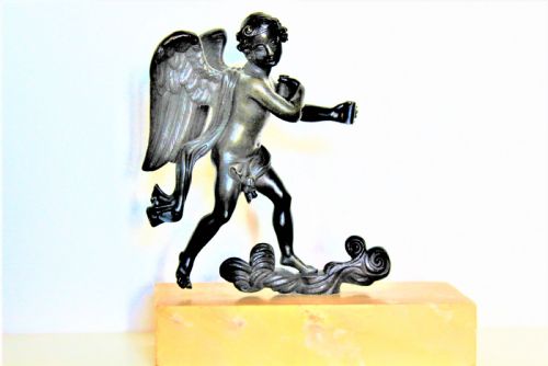 Finely Cast Italian Grand Tour Bronze of a Winged Angel Riding on a Cloud Circa 1830 to 1870