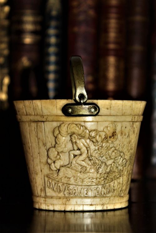 Small and Very Rare Early 19th Century Carved Bone Bucket Possibly with Anti-slavery Message