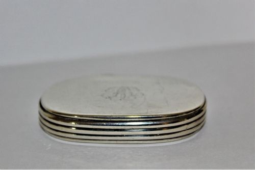 An Unusual Victorian Silver Oval Vesta Case with Reeded Sides