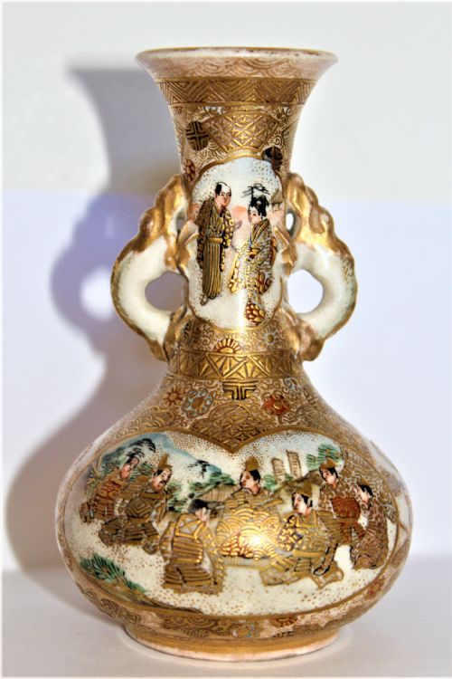 A Superb and Very Fine Miniature Satsuma Vase Beautifully Gilded and Signed