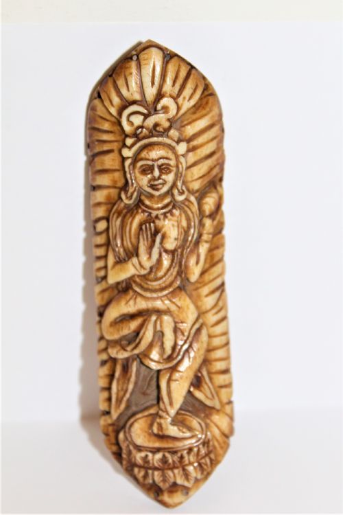 A Tibetan Antique Carved Bone Apron Plaque Good Patina