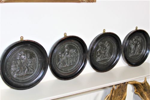 Set of Four Grand Tour Classical Bronze Plaques in Relief