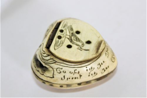 A 19th Century Small Heart Shaped Horn Box, Possibly a Love Token