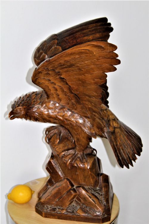 A Superb and Finely Carved Wood Eagle of Large Proportions