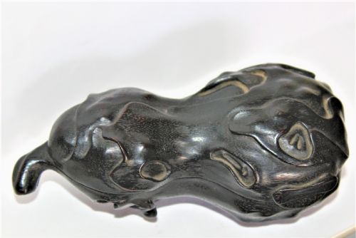 A Fine and Intricately Carved Wood Chinese Box in the Form of a Gourd