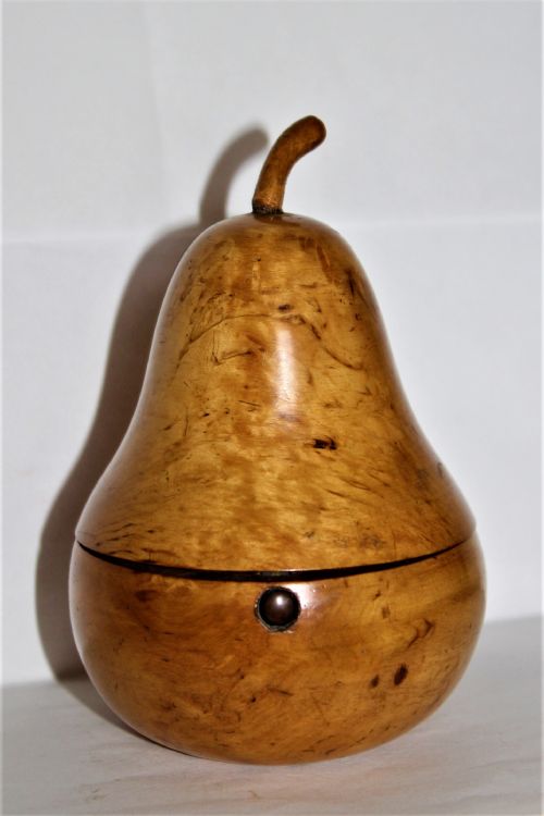 Original Antique Victorian Fruitwood Pear Shaped Caddy