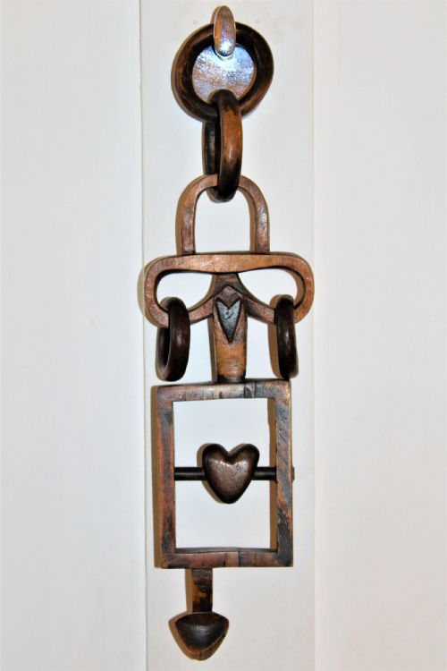 A Large Antique Birch Wood Welsh Love Spoon Wonderfully Carved from One Piece  of Wood