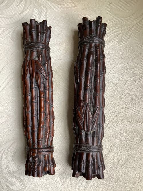 A Pair of Chinese Carved Hardwood Scroll Weights