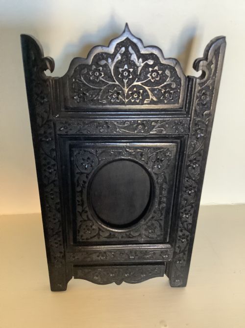 A Very Finely Carved Solid Ebony Indian Photo Frame