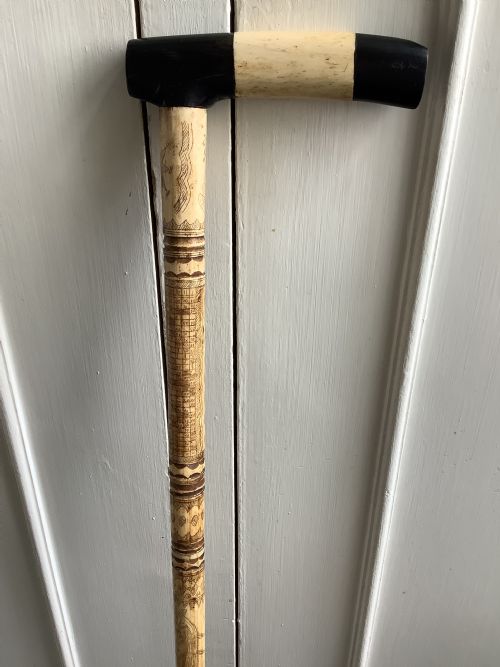 AN UNUSUAL VINTAGE MARINERS WHALEBONE WALKING STICK - ADDITIONAL PHOTO 8