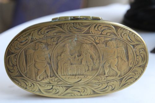 A Rare and Interesting Dutch 18th Century Heavy Gauge Brass Table Snuff or Tobacco Box
