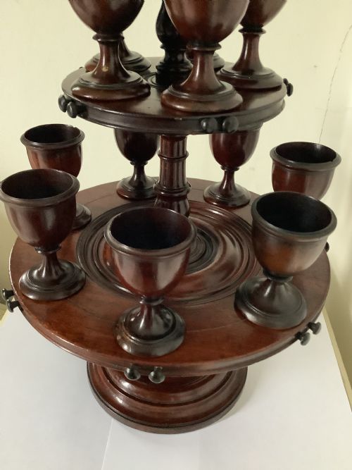 A STUNNING TREEN WARE REVOLVING EGG CUP STAND FROM THE PRIVATE COLLECTION OF THE LATE MRS HENRY T FORD THE SECOND - ADDITIONAL PHOTO 6
