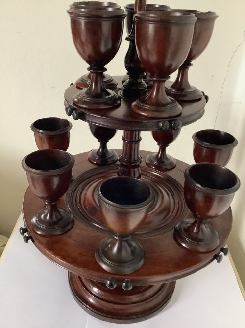 A STUNNING TREEN WARE REVOLVING EGG CUP STAND FROM THE PRIVATE COLLECTION OF THE LATE MRS HENRY T FORD THE SECOND - ADDITIONAL PHOTO 7