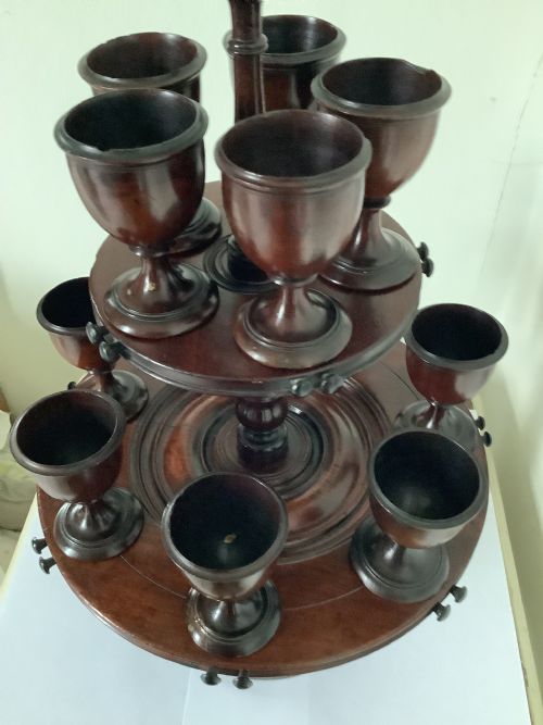 A STUNNING TREEN WARE REVOLVING EGG CUP STAND FROM THE PRIVATE COLLECTION OF THE LATE MRS HENRY T FORD THE SECOND - ADDITIONAL PHOTO 9