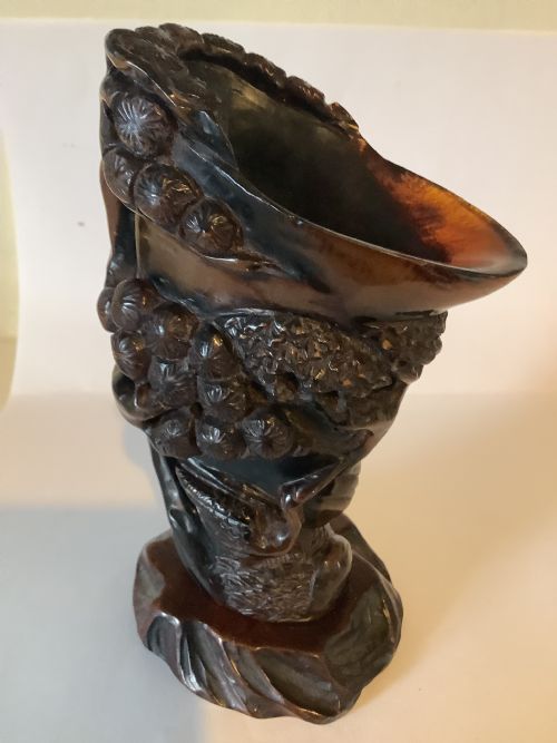 A Fine and Deeply Carved Chinese Horn Libation Cup 



