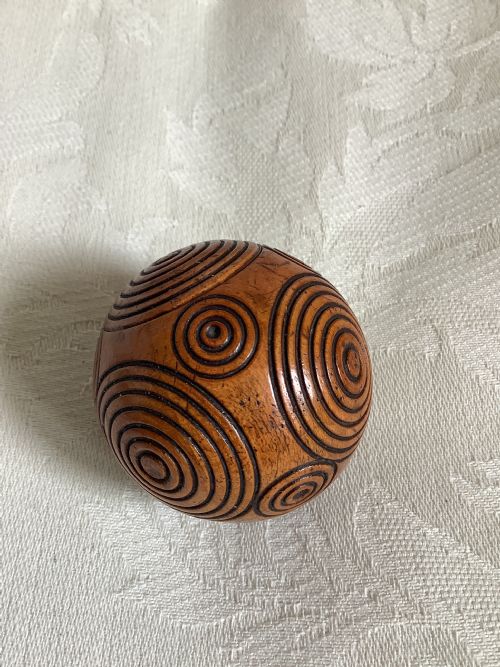 A Rare Unusual and Very Entertaining Wood Snuff Puzzle Ball Possibly Scottish