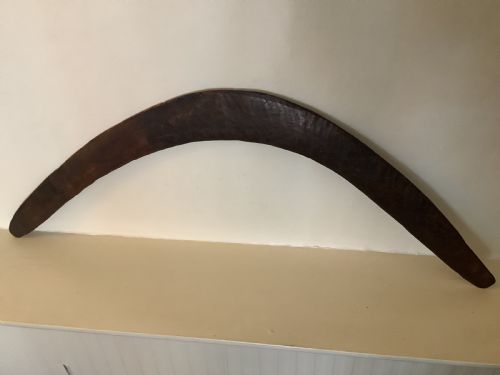 A Fine Antique Hand Carved Aboriginal Boomerang Deep Dark Rich Patina.