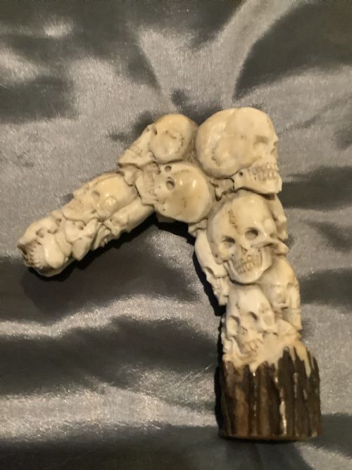 AN EXTRAORDINARY CARVED STAG HORN WALKING STICK HANDLE - ADDITIONAL PHOTO 5