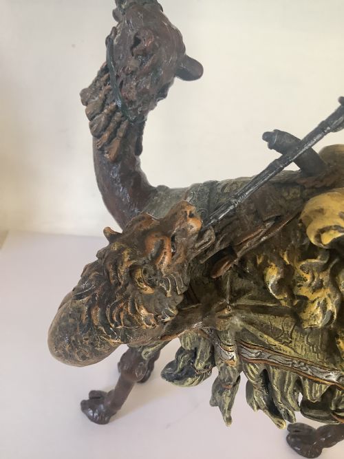 A SPECTACULAR COLD PAINTED SIGNED BERGMAN BRONZE OF AN ARABIC MAN RIDING A CAMEL - ADDITIONAL PHOTO 2