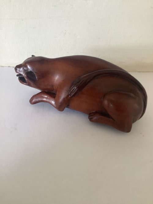 A Charming Naively Carved Wood Snuff Box