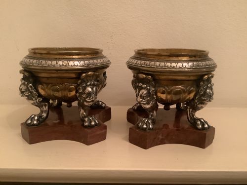A Pair of Fine Quality and Stunning Bronze and Silvered Tazzas