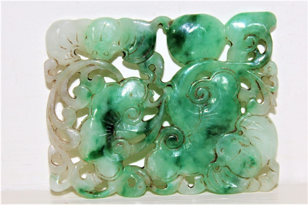 Carved Chinese Green Jade Plaque View III