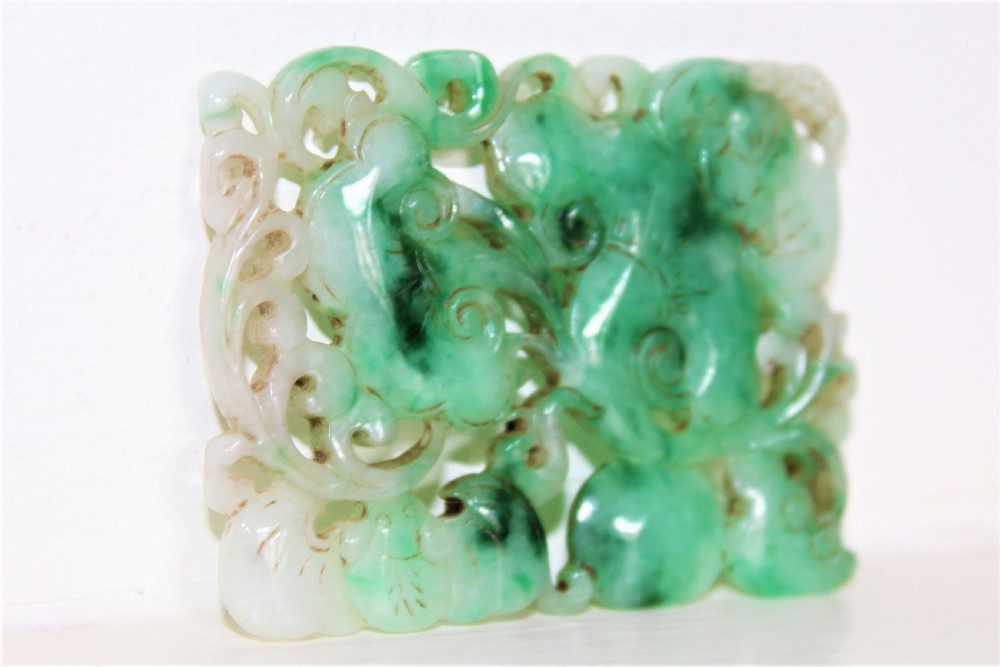 Carved Chinese Green Jade Plaque View V