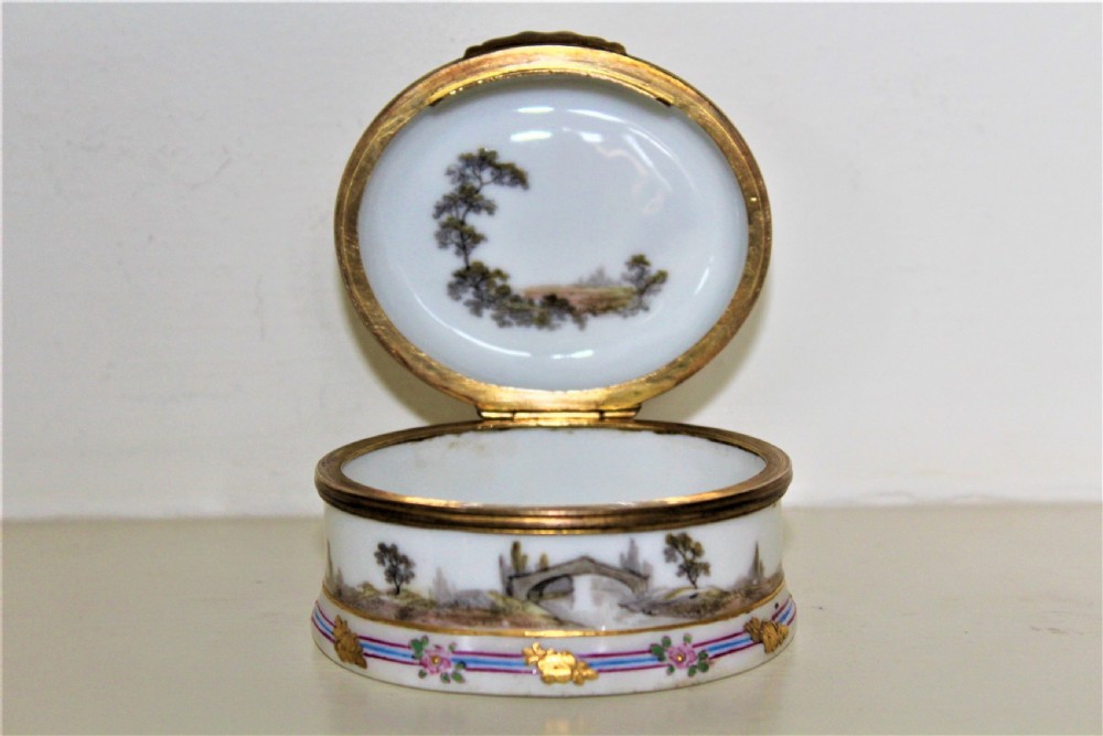 continental Hand Painted and Gilded Porcelain Snuff Box View II