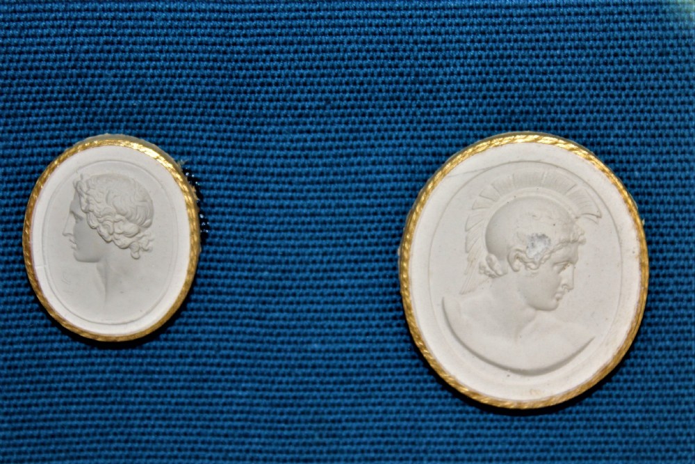 Set of 17 Framed plaster Intaglios Coiled in gold Paper View V